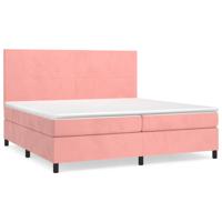 Boxspring met matras fluweel roze 200x200 cm - thumbnail
