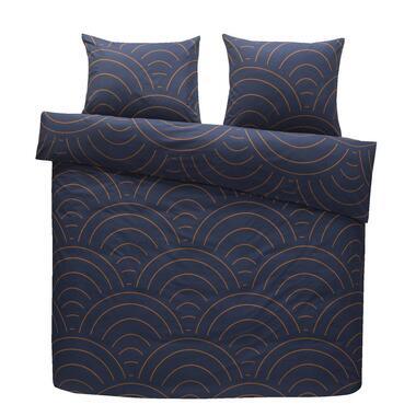 Dekbedovertrek Sendai grafisch - blauw/caramel - 240x200/220 cm