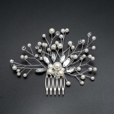 Haar parel vrouwen kammen bruiloft haar accessoires Hair Pin Rhinestone Tiara bruids Clip Crystal Crown bruid haar Jewelry(Silver)
