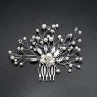 Haar parel vrouwen kammen bruiloft haar accessoires Hair Pin Rhinestone Tiara bruids Clip Crystal Crown bruid haar Jewelry(Silver) - thumbnail