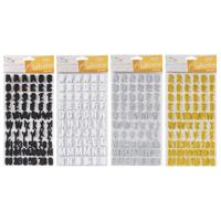 Stickers alfabet glitter zwart wit zilver 3ass - thumbnail