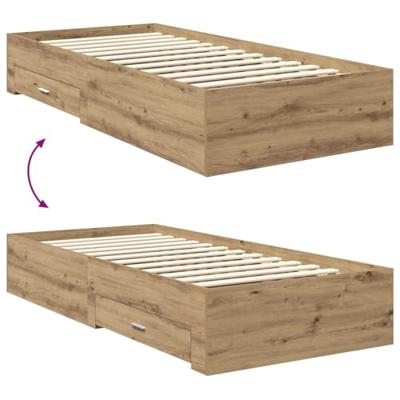 Bedframe met lade met hoofdeinde met opslag Bewerkt hout