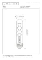 Lucide T32 - Filament lamp - Ø 3 cm - LED 3 StepDim (Memory) - E27 - 1x4,9W 2200K - Amber - thumbnail