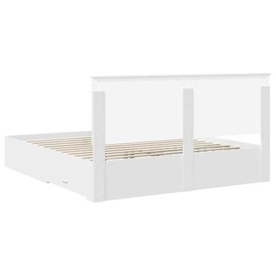 Bedframe met hoofdeinde met lade Wit 200 x 200 cm Bewerkt hout