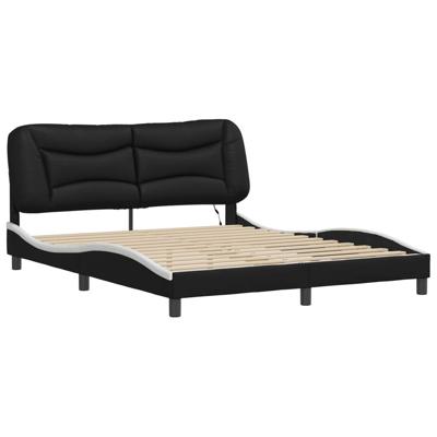 Bedframe met LED-verlichting kunstleer zwart en wit 160x200 cm - thumbnail