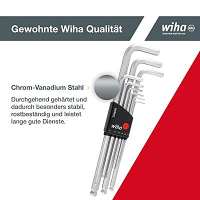 Wiha Stiftsleutelset | in Compact houder | Zeskantkogelkop | 10-delig | mat verchroomd | in blister - 2292 - 02292a - thumbnail