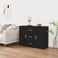 Dressoir 91x29,5x65 cm bewerkt hout zwart - thumbnail