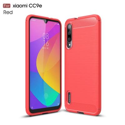 Geborsteld textuur koolstofvezel TPU Case voor Xiaomi mi CC9e/Xiaomi a3 (rood)