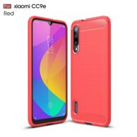 Geborsteld textuur koolstofvezel TPU Case voor Xiaomi mi CC9e/Xiaomi a3 (rood) - thumbnail