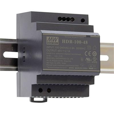 MEAN WELL HDR-100-24N DIN-rail netvoeding Verbruik (stand-by) 0.3 W 24 V/DC 4.2 A 100.8 W Aantal uitgangen:1 x Inhoud 1 stuk(s)
