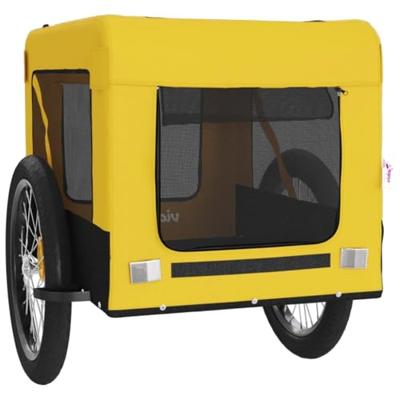 Hondenfietstrailer oxford stof en ijzer geel en zwart - thumbnail