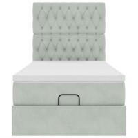 Ottoman bed met matrassen en LED's 100x200cm fluweel lichtgrijs - thumbnail