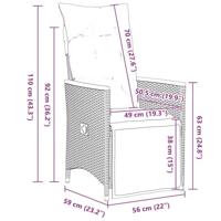 5-delige Bistroset met kussens poly rattan zwart - thumbnail