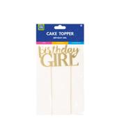 Taart Topper Birthday Girl Gold - thumbnail