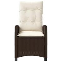 Tuinstoelen 2 st verstelbaar met kussens poly rattan bruin - thumbnail