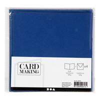 Creativ Company Kaarten en enveloppen, afmeting kaart 15,2x15,2 cm, afmeting envelop 16x16 cm, 220 gr, blauw, 4 set/ 1 doos - thumbnail