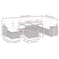 9-delige Loungeset met kussens poly rattan beige - thumbnail