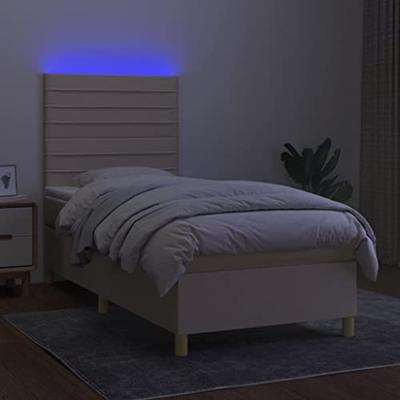 Boxspring met matras en LED stof crèmekleurig 100x200 cm