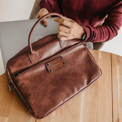 PU leren laptoptas met naam