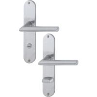 Hoppe deurkruk op schild - Stockholm - WC 63/8 - deurdikte 37/42mm - RVS - thumbnail