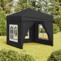 Partytent inklapbaar met zijwanden 2x2 m antracietkleurig - thumbnail