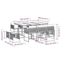 11-delige Tuinset met kussens poly rattan grijs - thumbnail