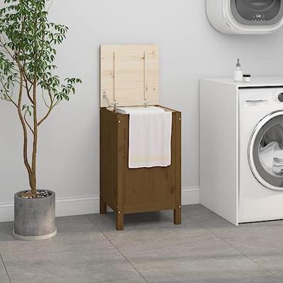 Wasmand 44x44x76 cm massief grenenhout honingbruin