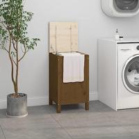 Wasmand 44x44x76 cm massief grenenhout honingbruin - thumbnail