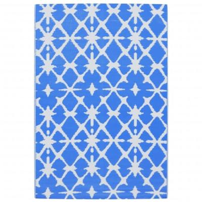 VidaXL Buitenkleed arakil 140x200 cm polypropeen blauw en wit VidaXL Buitenkleed arakil 140x200 cm polypropeen blauw en wit