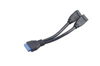 Akasa USB-kabel USB 3.2 Gen1 (USB 3.0 / USB 3.1 Gen1) Shrouded header 19-polig, USB-A bus 0.15 m Zwart Vergulde steekcontacten, UL gecertificeerd AK-CBUB09-15BK - thumbnail