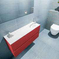 MONDIAZ ADA 100cm toiletmeubel fire. LEX wastafel talc rechts 1 kraangat - thumbnail