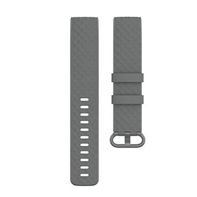 Fitbit Charge 3 & 4 siliconen diamant pattern bandje - Maat: Small - Grijs - thumbnail