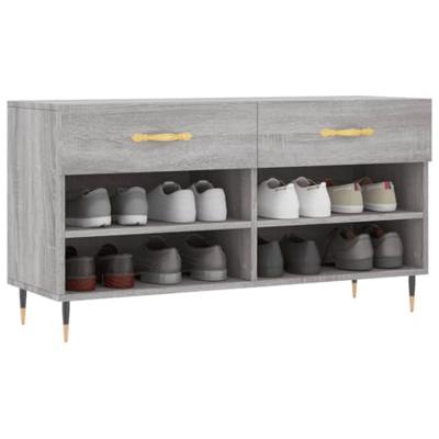 VidaXL Schoenenbank 102x35x55 cm bewerkt hout grijs sonoma eikenkleur VidaXL Schoenenbank 102x35x55 cm bewerkt hout grijs sonoma eikenkleur