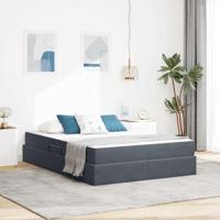 Opbergbed met matras Donkergrijs 140 x 200 cm Fluweel - thumbnail