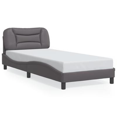 Bedframe met LED-verlichting kunstleer grijs 90x190 cm - thumbnail