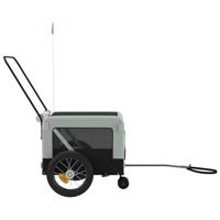 Hondenfietstrailer oxford stof en ijzer grijs en zwart - thumbnail