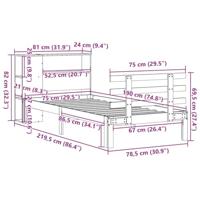 Bed met boekenkast zonder matras grenenhout wit 75x190 cm - thumbnail