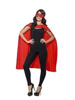Superhero cape met masker rood - thumbnail