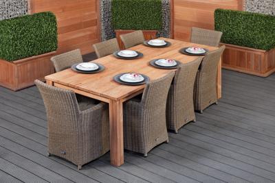 Teak dinner tafel Rustiek 250 Tafel 250x100x80 cm- - Teak- Tuindeco