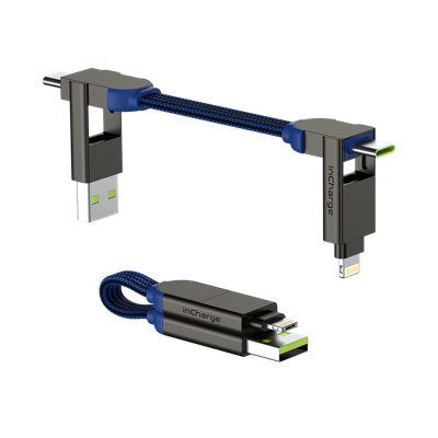Rolling Square inCharge X | Alles in één kabel voor o.a. iPhone, Android, USB C en meer - Blauw