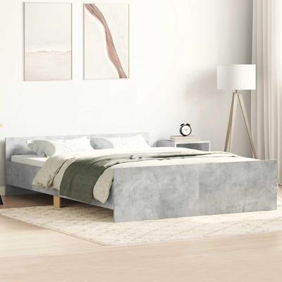 Bedframe met hoofd- en voeteneinde betongrijs 140x190 cm