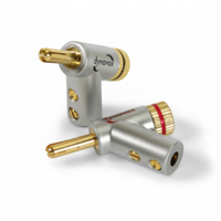 Audio Dynavox banaanstekker set met uitzetbare tip 4 delig haaks - thumbnail