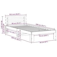 Bedframe met hoofdeinde Bruin 90 x 200 cm Massief grenenhout - thumbnail