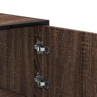 Hoge kast 68x35x106,5cm bewerkt hout en metaal bruin eikenkleur - thumbnail