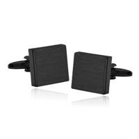 LGT JWLS Vierkante Manchetknopen met Geborsteld Effect in Zwart - thumbnail