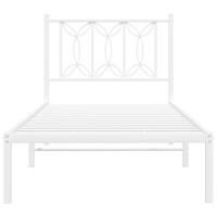 Bedframe met hoofdbord metaal wit 90x200 cm - thumbnail