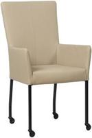 Taupe leren moderne eetkamerstoel Deal - met armleuning poot vierkant zwart met wiel - Toledo Leer Mastic (taupe leer) - thumbnail