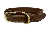 Sazzz halsband voor hond pioneer classic leer zadel bruin 42-50x3,5cm - thumbnail