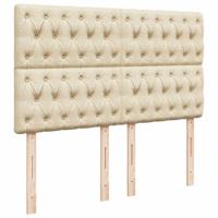 Boxspring met matras stof crèmekleurig 140x200 cm - thumbnail