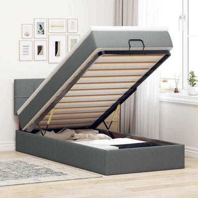 Ottoman bed met matras en LED's 90x190cm stof donkergrijs